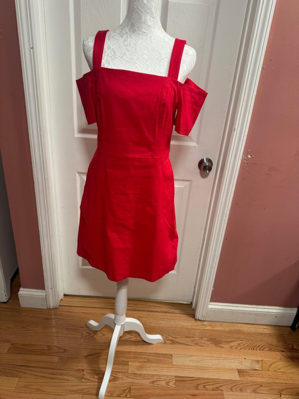 A.L.C. Red Off-Shoulder Sheath Dress